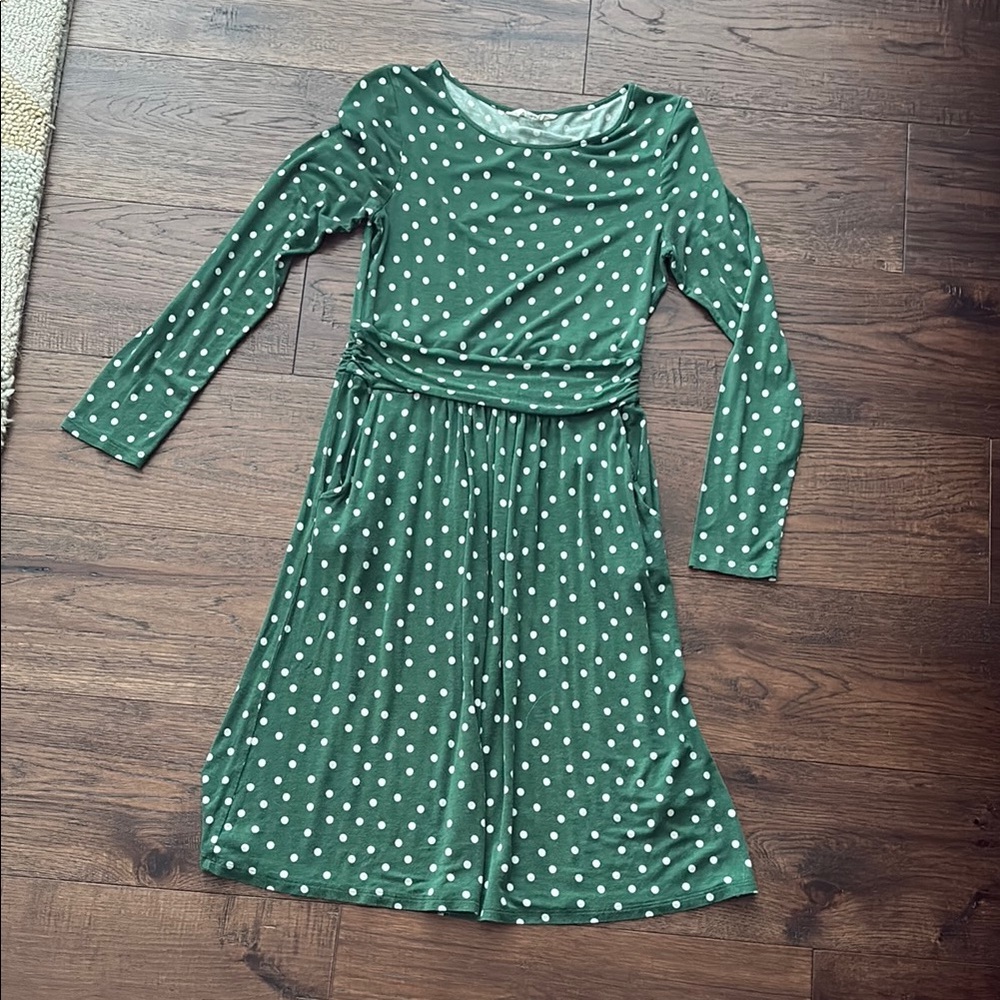 Green Polka Dot Boden Dress with Pockets!